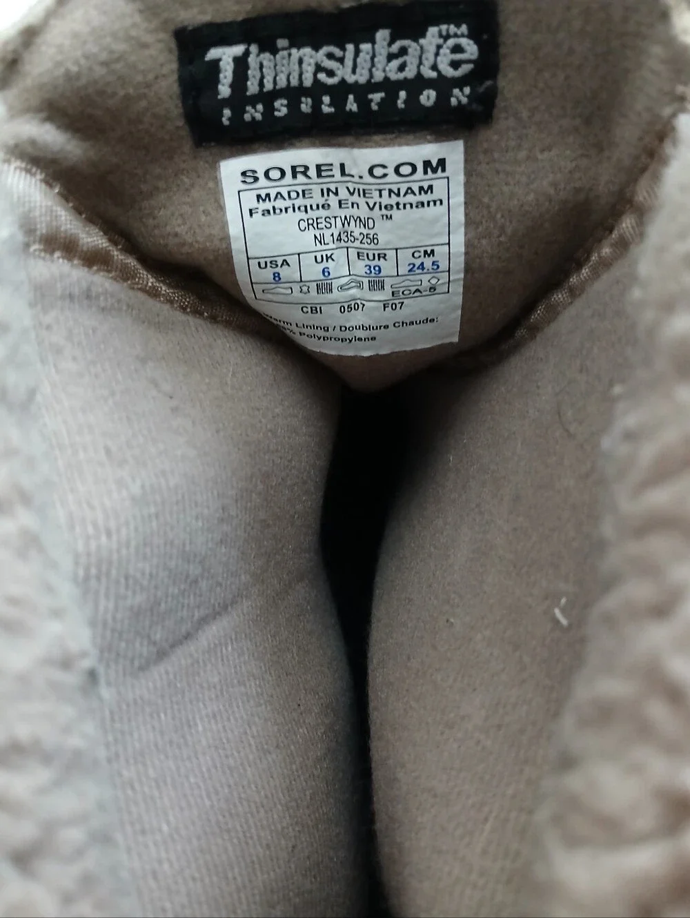 Sorel Brown and Cream Faux-Shearling Lined Boot Size 8